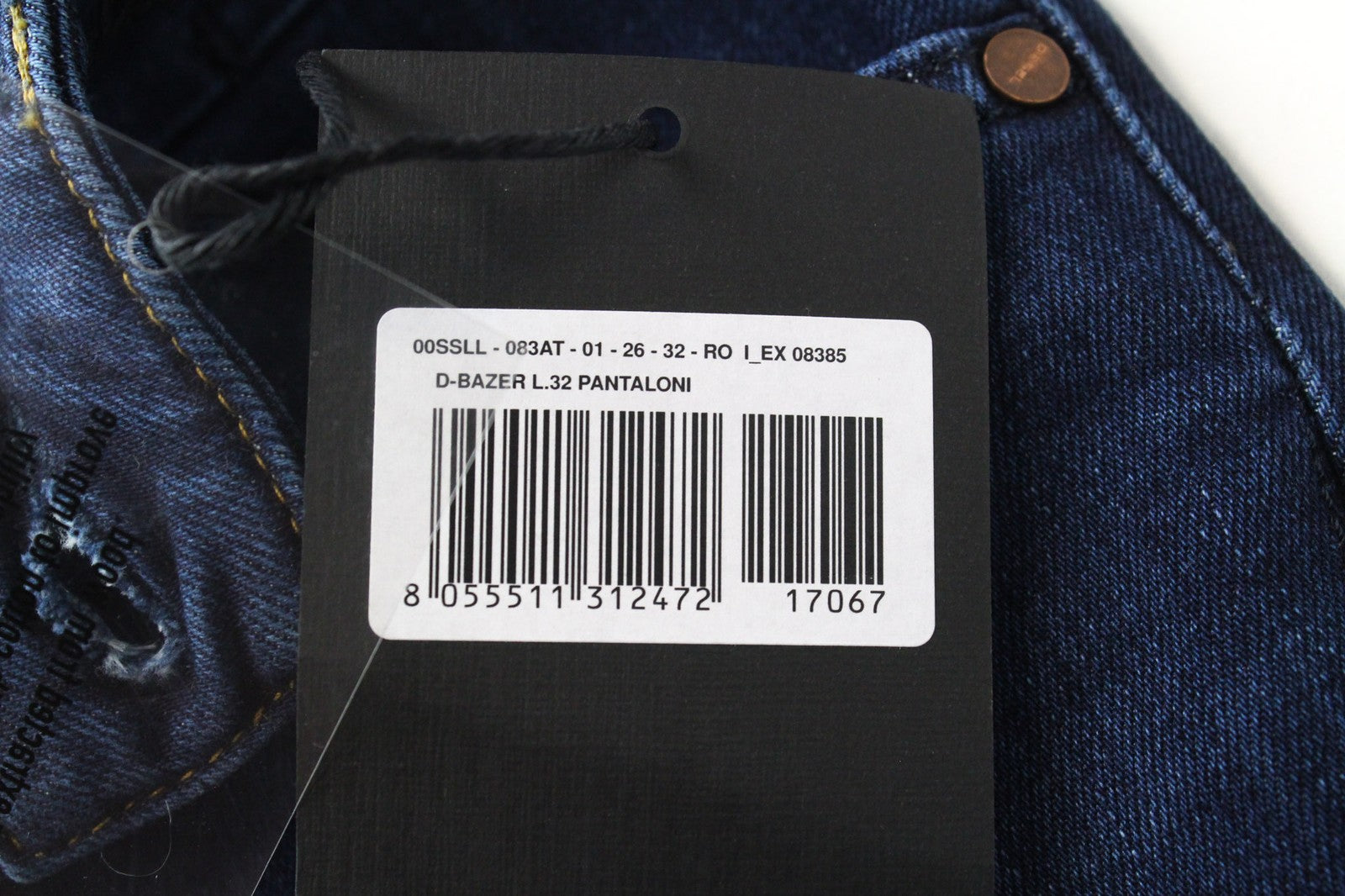 DIESEL D-Bazer 083AT Men's Dark Blue Jeans W26/L32 Tapered Stretch Button Fly