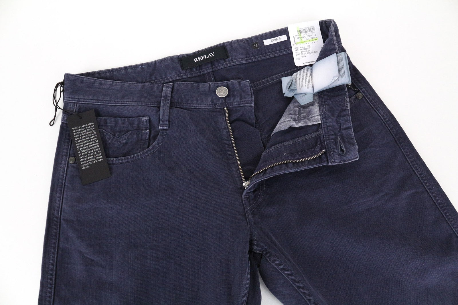 REPLAY Anbass Men's Dark Blue Slim Jeans W31/L34 Stretch Cotton Classic 5Pocket