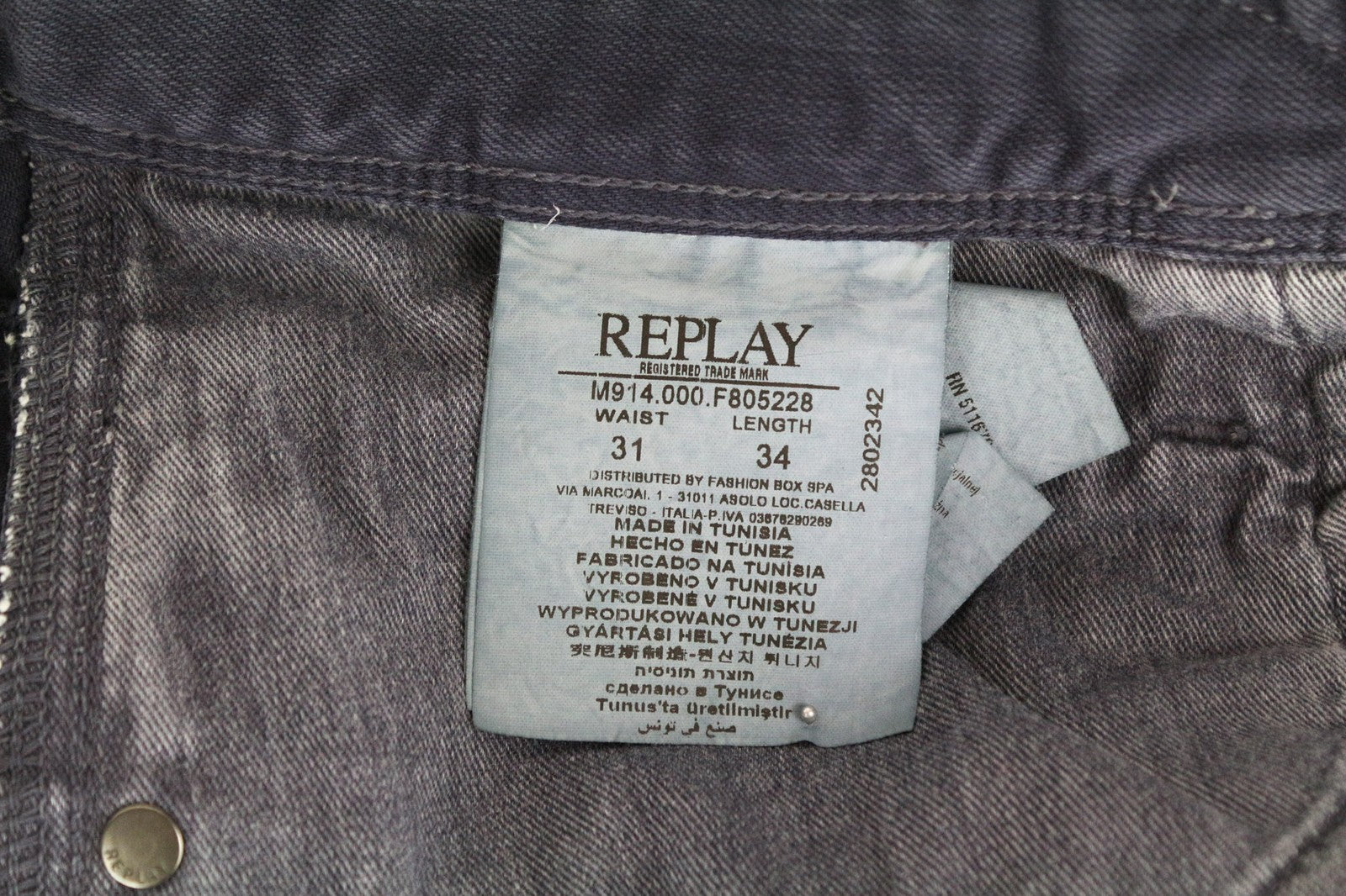 REPLAY Anbass Men's Dark Blue Slim Jeans W31/L34 Stretch Cotton Classic 5Pocket