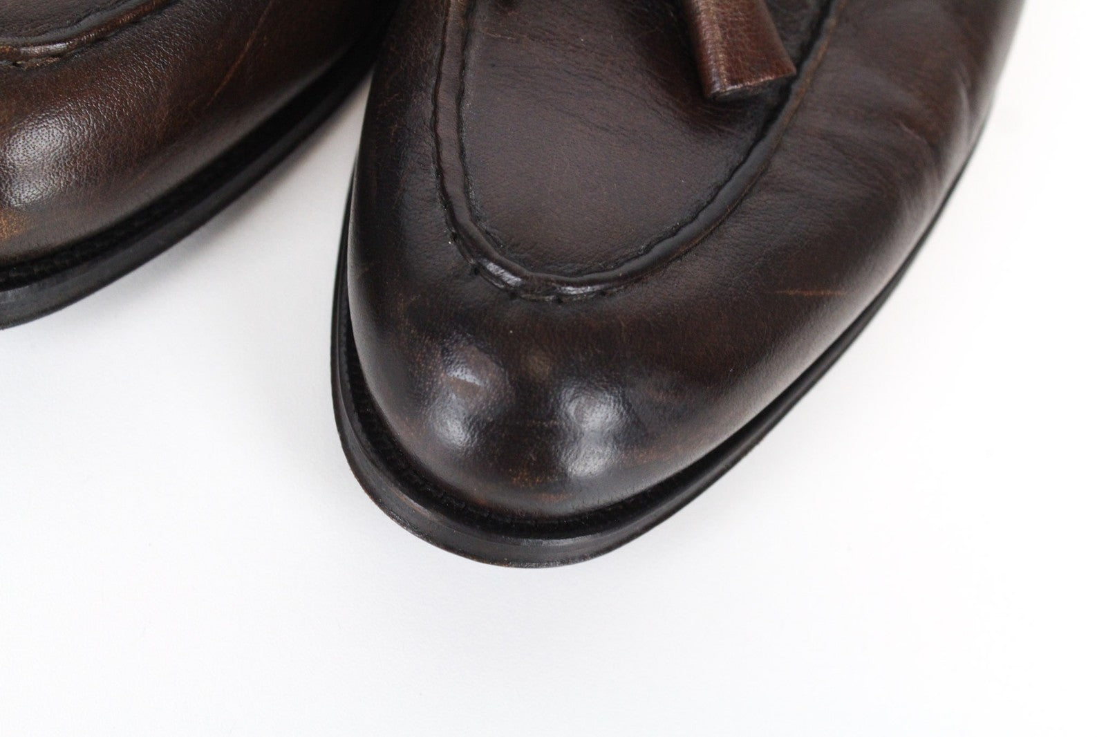 SUITSUPPLY Men's Dark Brown Loafers EU44 Tassel Slip-On Formal Leather Shoes