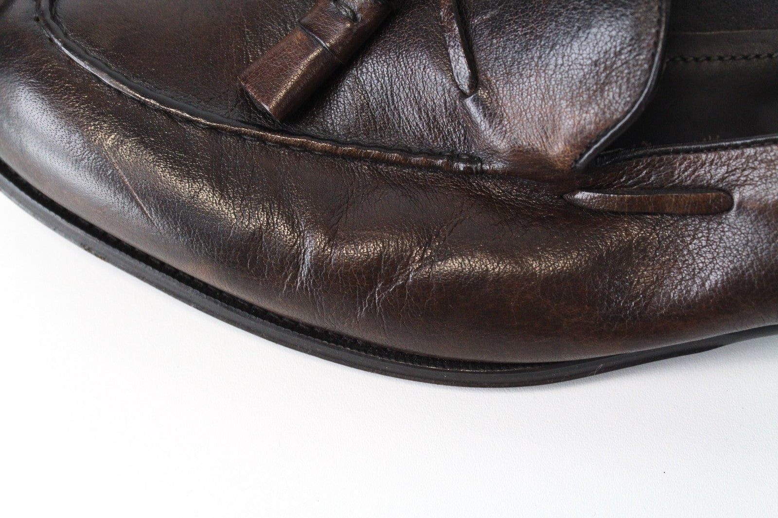 SUITSUPPLY Men's Dark Brown Loafers EU44 Tassel Slip-On Formal Leather Shoes