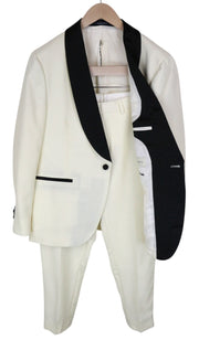 SUITSUPPLY La Spalla Men's Tux Suit UK42S Off-White Black Wool Formal 2 Piece