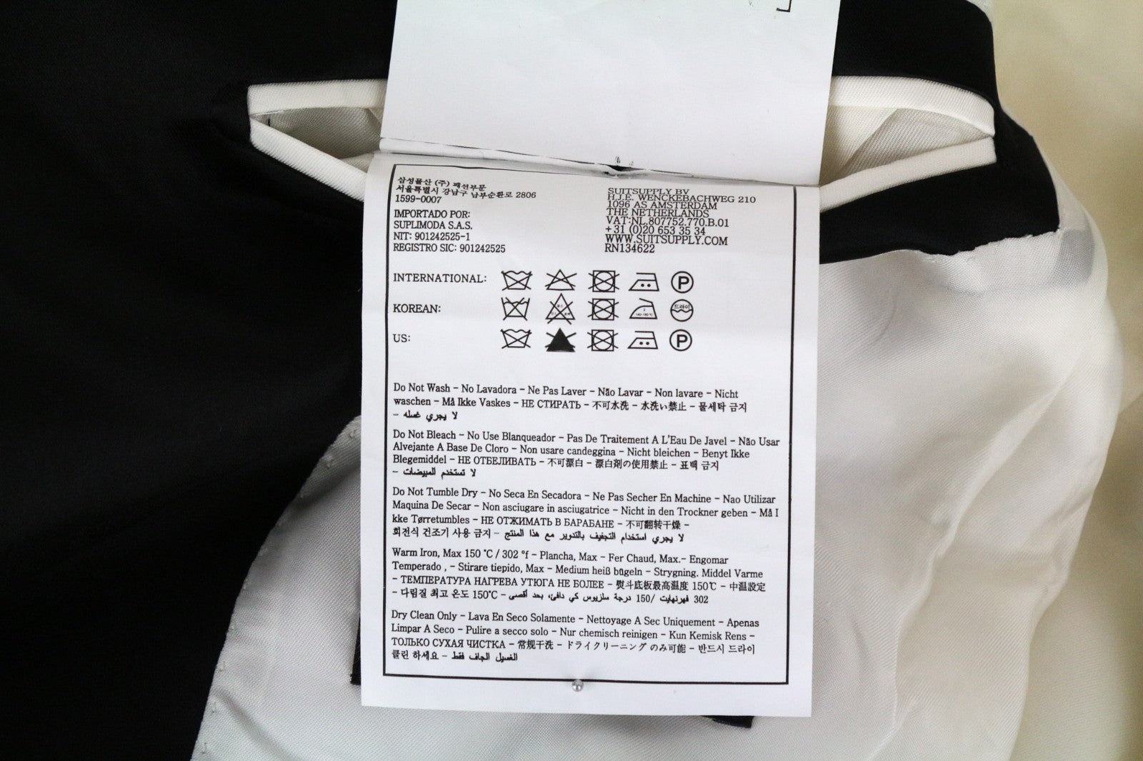 SUITSUPPLY La Spalla Men's Tux Suit UK42S Off-White Black Wool Formal 2 Piece