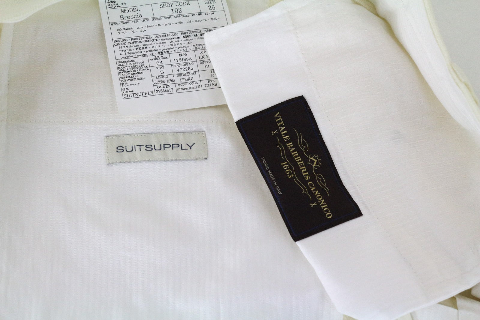 SUITSUPPLY La Spalla Men's Tux Suit UK42S Off-White Black Wool Formal 2 Piece