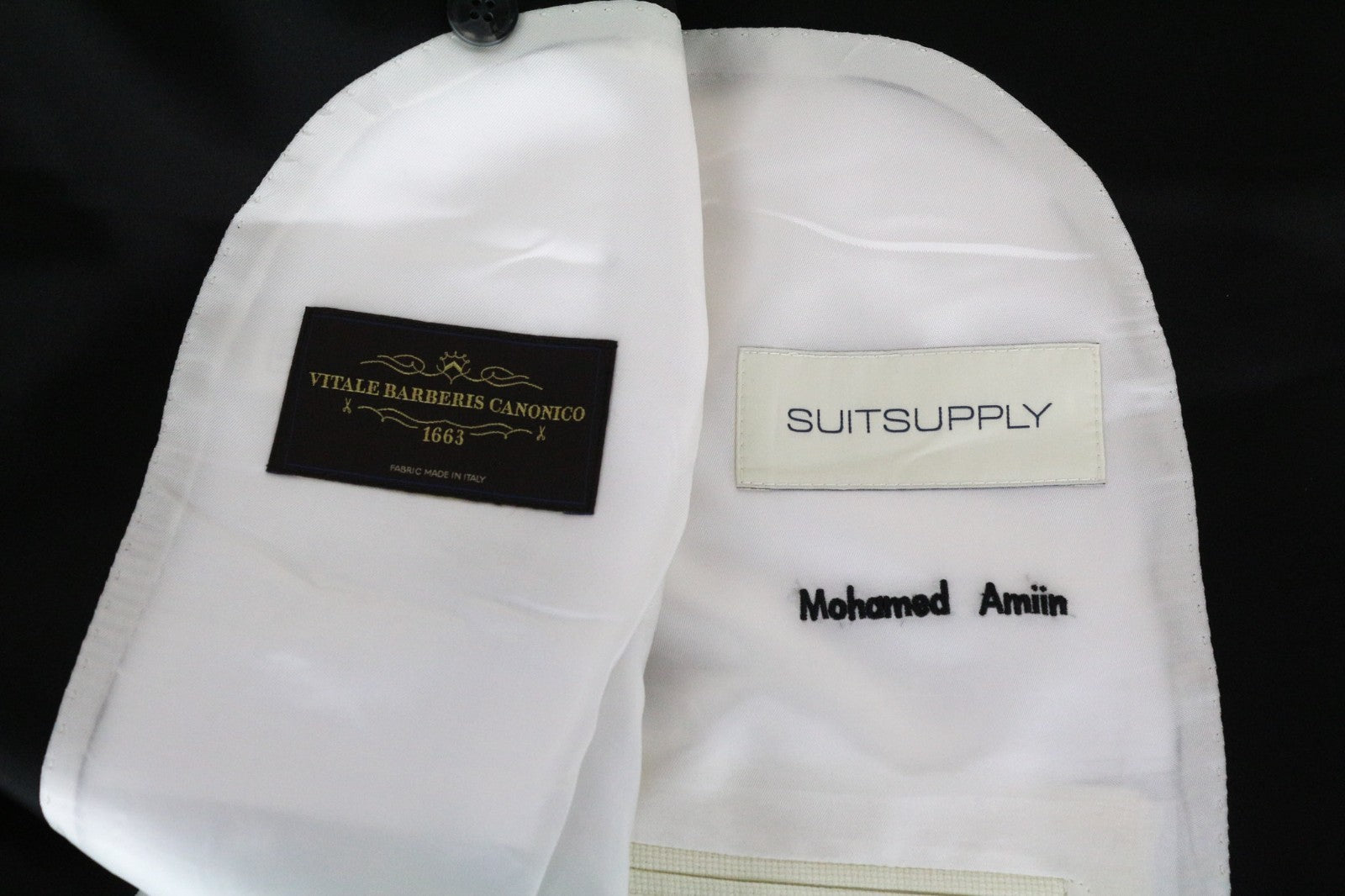 SUITSUPPLY La Spalla Men's Tux Suit UK42S Off-White Black Wool Formal 2 Piece