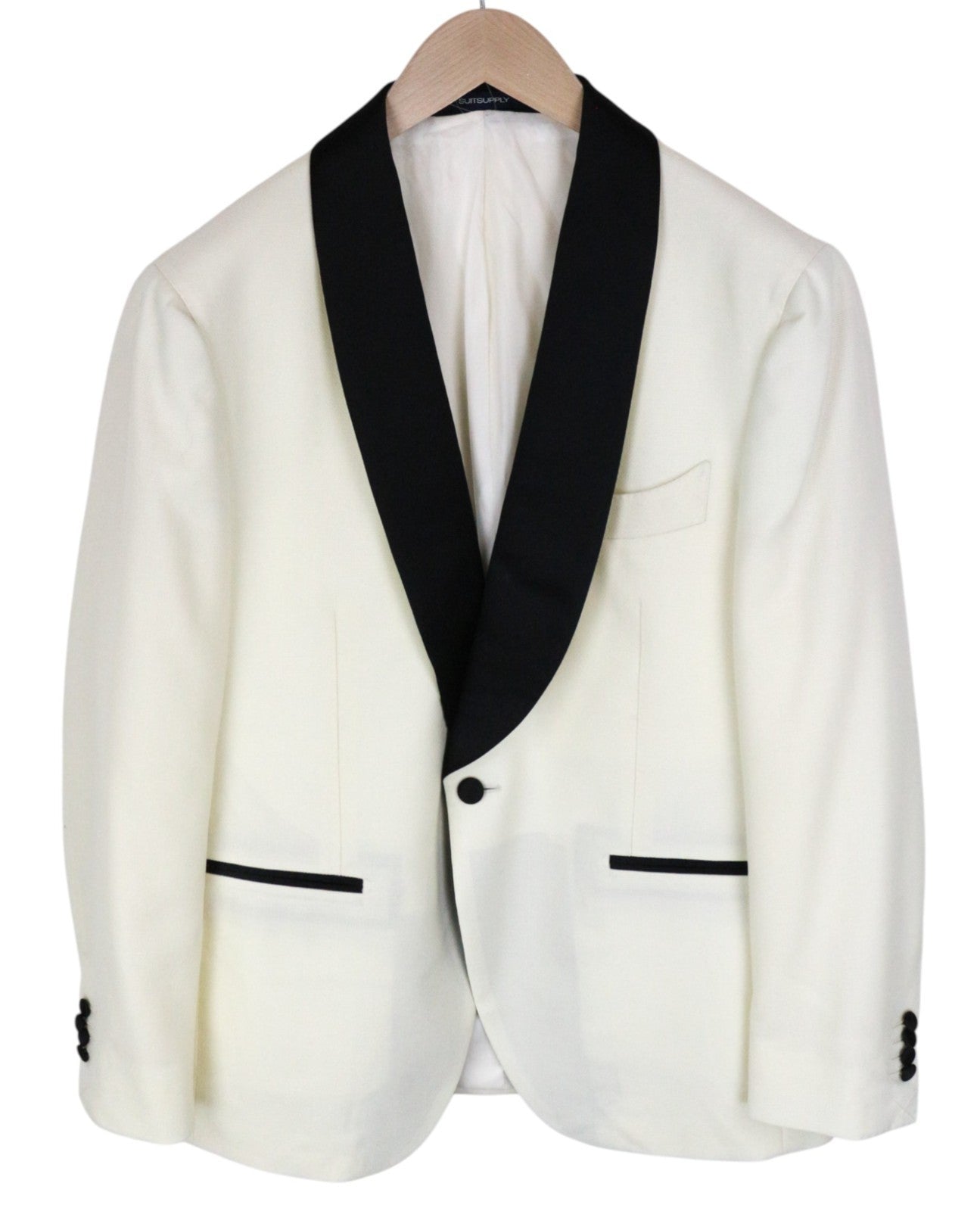 SUITSUPPLY La Spalla Men's Tux Suit UK42S Off-White Black Wool Formal 2 Piece