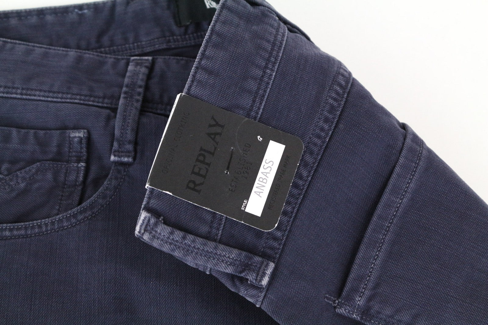 REPLAY Anbass Men's Dark Blue Slim Jeans W31/L34 Stretch Cotton Classic 5Pockets