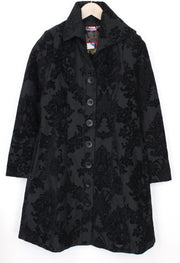 DESIGUAL Dable Women's Black Coat EU38 Jacquard Designer Mid-Length Patterned
