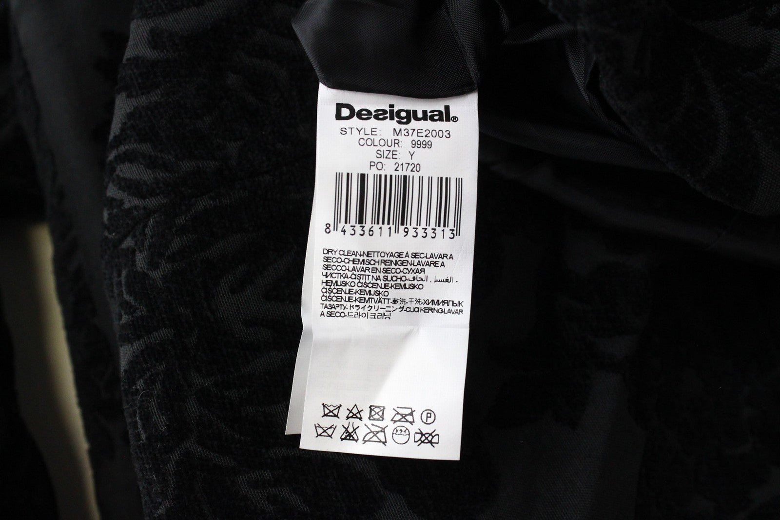 DESIGUAL Dable Women's Black Coat EU38 Jacquard Designer Mid-Length Patterned