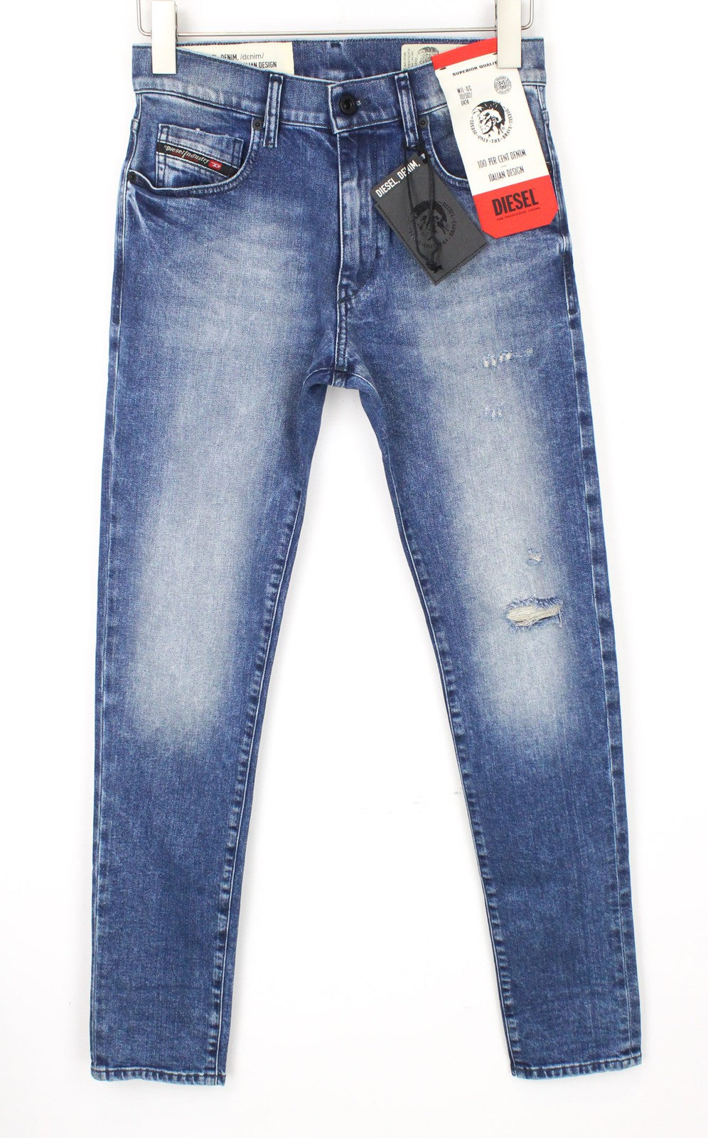 DIESEL D-Strukt 081AQ Men's Distressed Blue Jeans W27/L32 Boys Slim Tapered