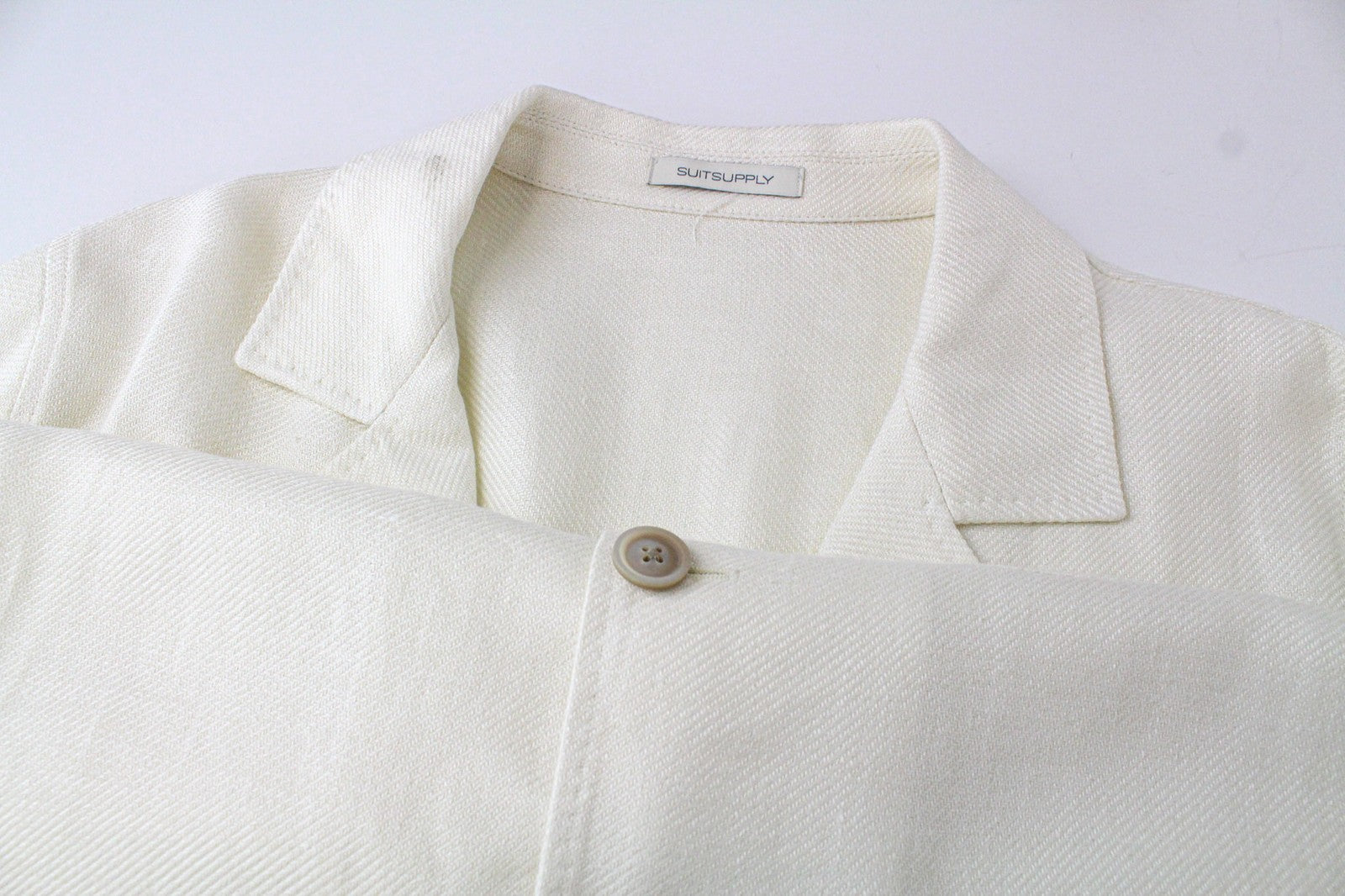 „SUITSUPPLY Greenwich“ vyriškas balkšvas švarkas, UK38R, plonas lininis šilkas, vintažinio stiliaus 