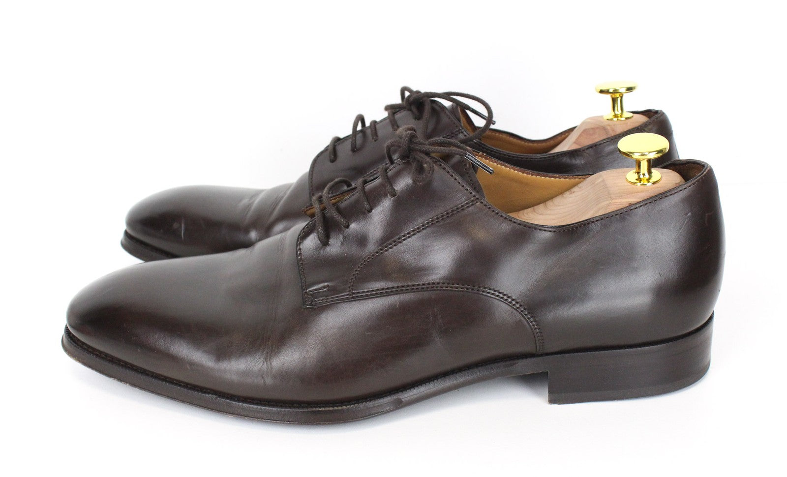 SUITSUPPLY Men's Classic Brown Leather Lace-Up Low Shoes EU44 Formal Style