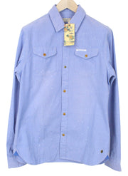 SCOTCH & SODA Men's Light Blue Melange Cotton Shirt M Classic Painted Button-Up
