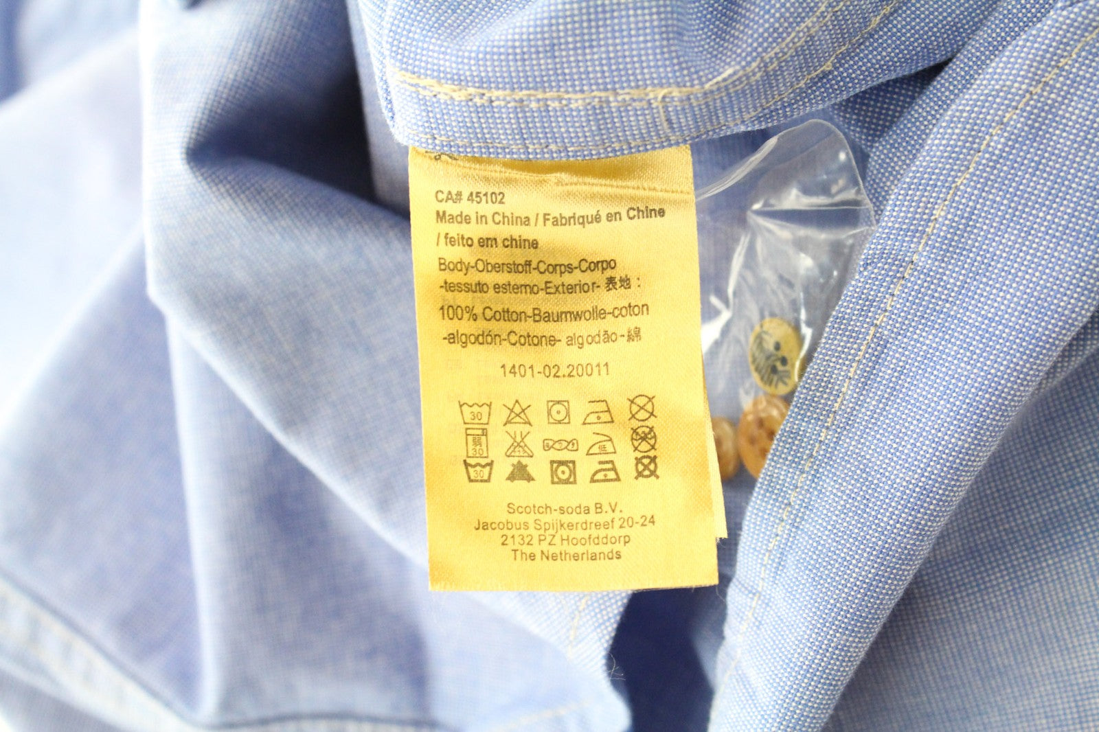 SCOTCH & SODA Men's Light Blue Melange Cotton Shirt M Classic Painted Button-Up