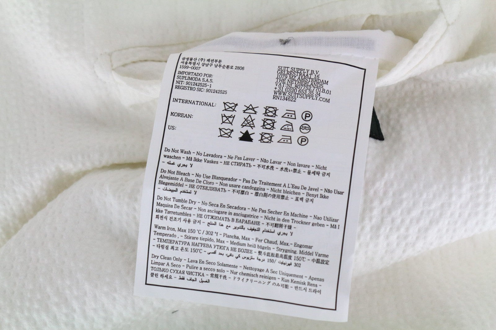 SUITSUPPLY Havana Men's Slim White Cotton Stretch Suit UK38R Double-Breast 2Pc