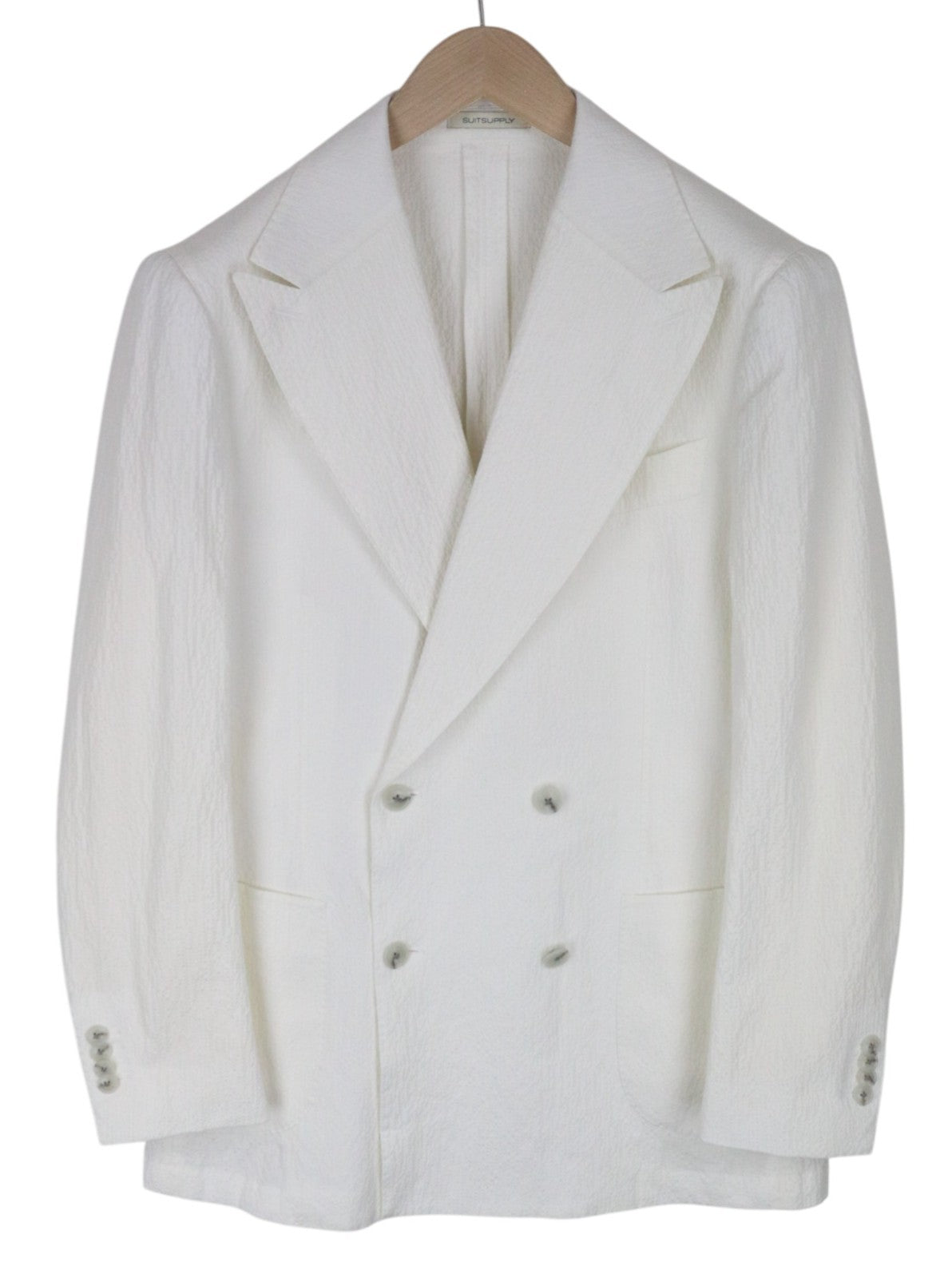 SUITSUPPLY Havana Men's Slim White Cotton Stretch Suit UK38R Double-Breast 2Pc