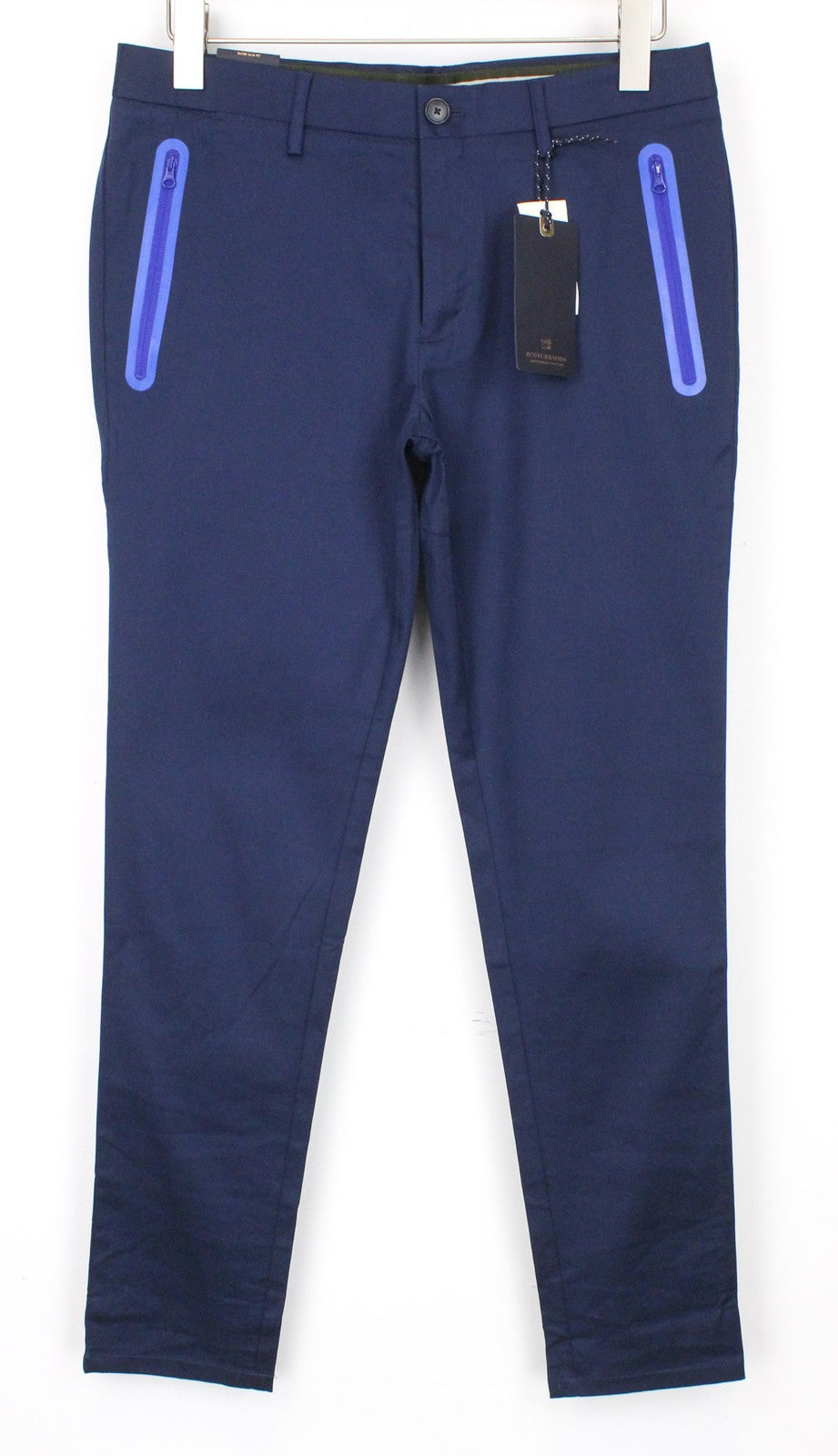 SCOTCH & SODA Mott Men's Blue Chino Trousers W31/L32 Super Slim Classic Stretch