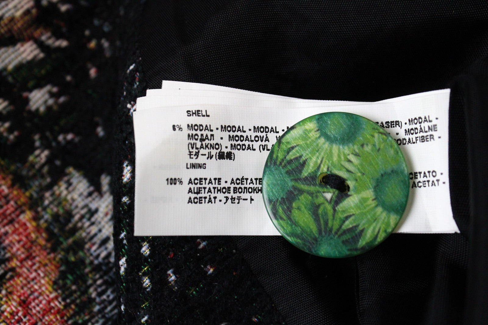 DESIGUAL Natalia moteriškas juodas paltas, EU38, vilnonis vidutinio ilgio, siuvinėtas dviem eilėmis