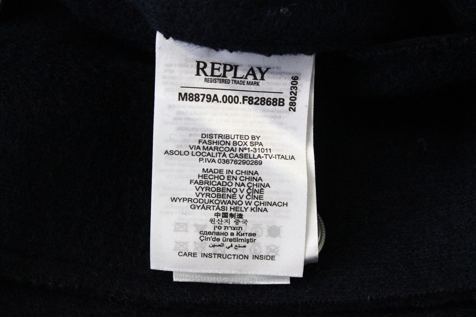 REPLAY Men's Navy XL Wool Blend Coat Classic Double-Breasted Notch Slim Lined