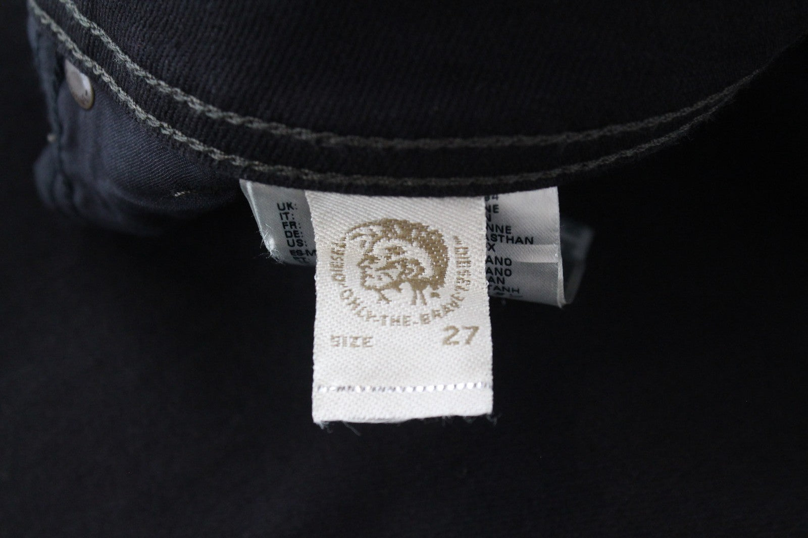 DIESEL Waykee 0886Z Men's Black Straight Jeans W27/L32 Stretch Buttoned Boys