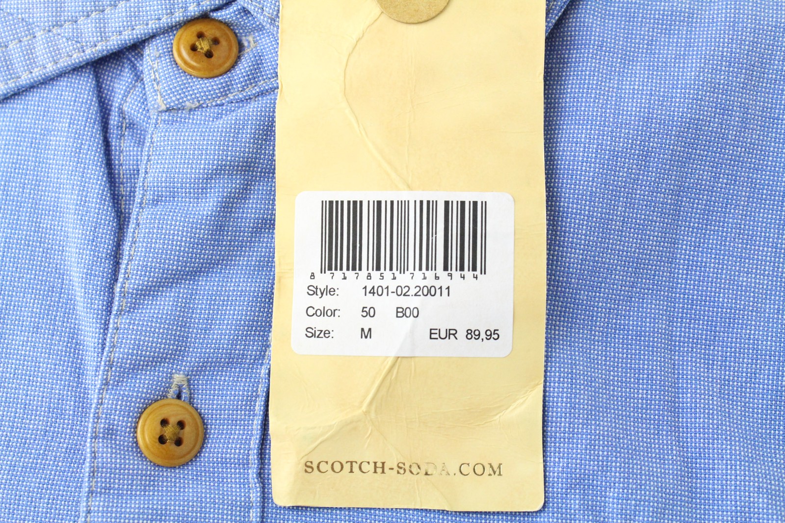 SCOTCH & SODA Men's Blue Pattern Melange Cotton Shirt M Painted Classic Button