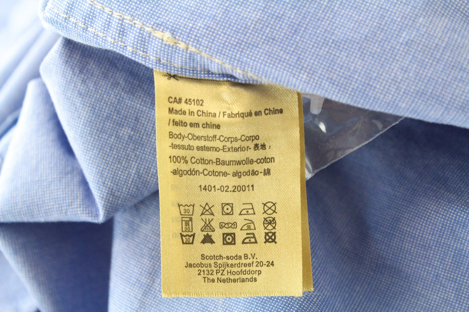 SCOTCH & SODA Men's Blue Pattern Melange Cotton Shirt M Painted Classic Button