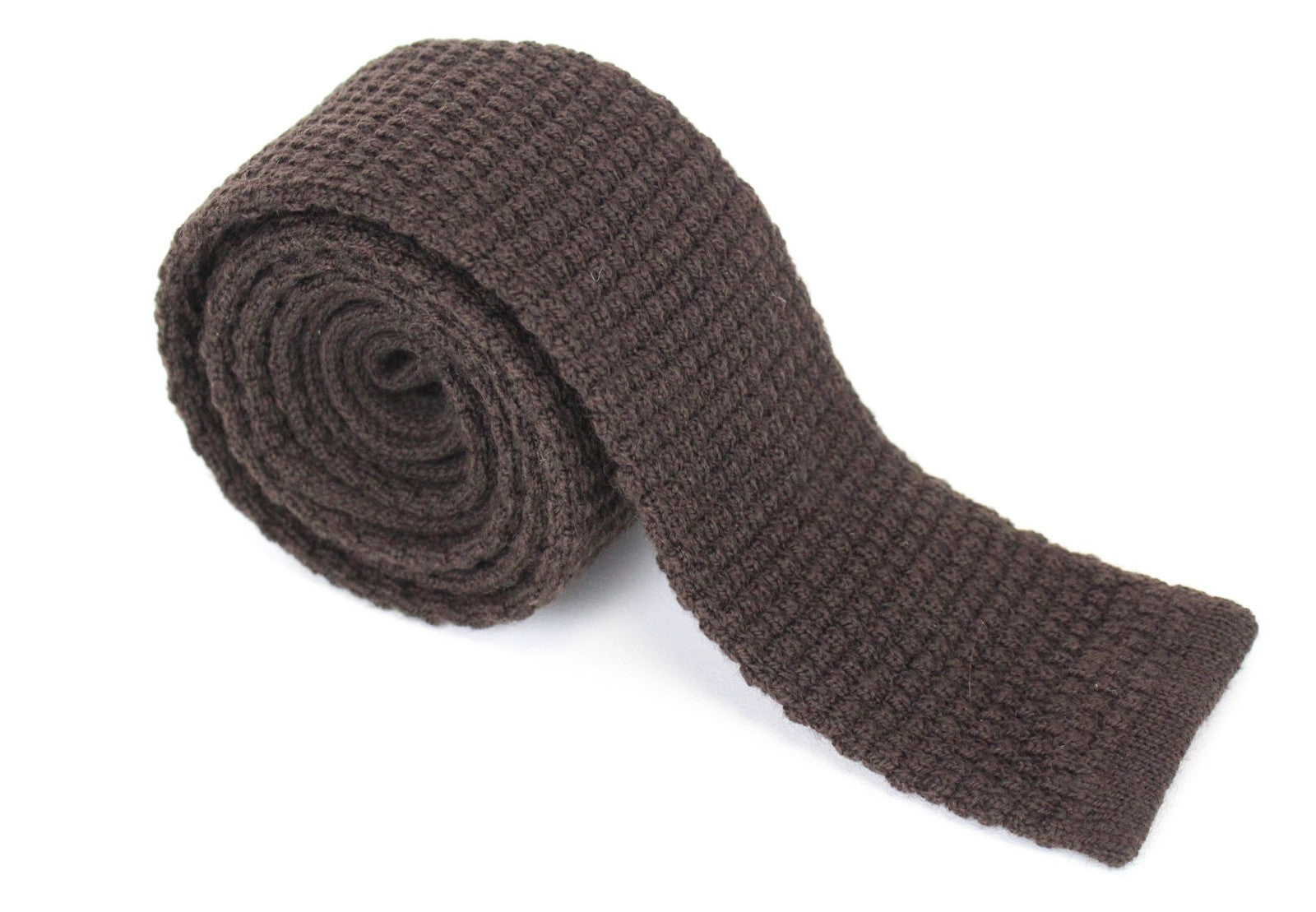 SUITSUPPLY Men's Brown Knit Tie ~150 x 8 cm Slim Pure Wool Textured Formal Wear
