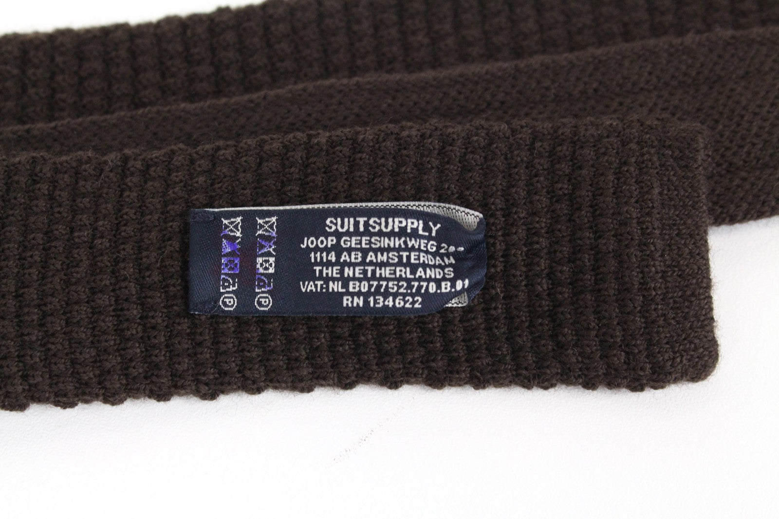 SUITSUPPLY Men's Brown Knit Tie ~150 x 8 cm Slim Pure Wool Textured Formal Wear