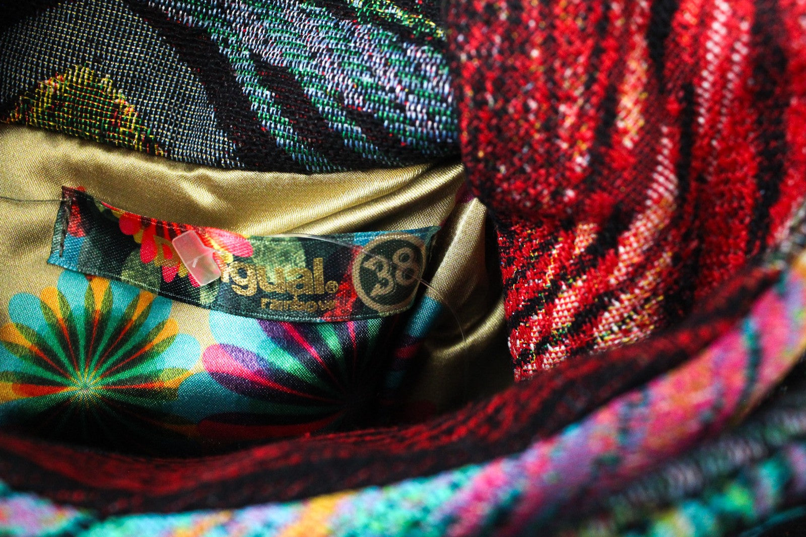 DESIGUAL Natalia WomenS Black Wool Coat EU38 Mid-Length Embroidered Double