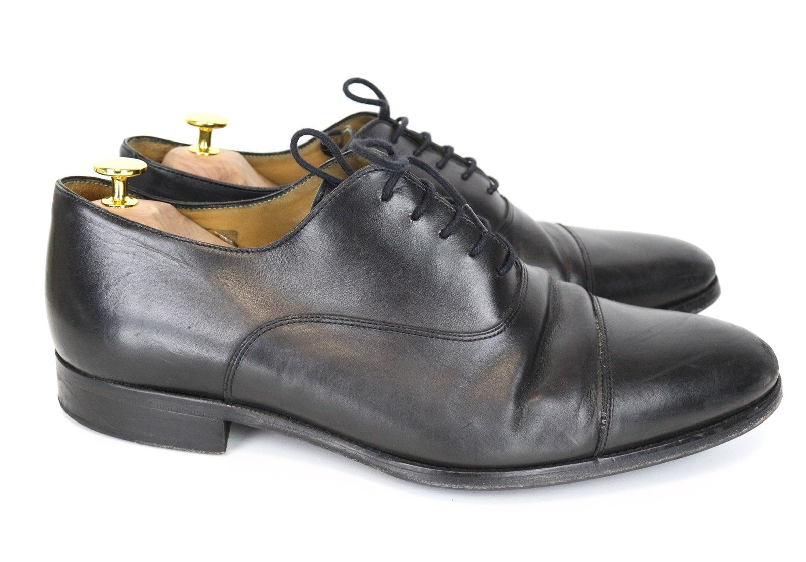 SUITSUPPLY Men's Formal Shoes EU46 Black Leather Lace-Up Classic Low-Top Pair