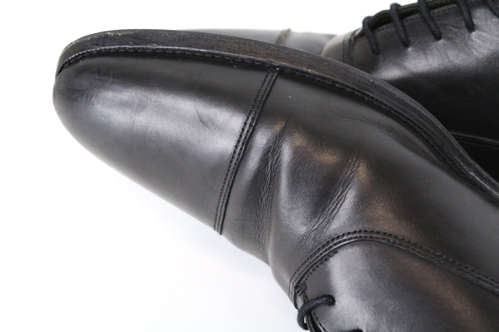 SUITSUPPLY Men's Formal Shoes EU46 Black Leather Lace-Up Classic Low-Top Pair