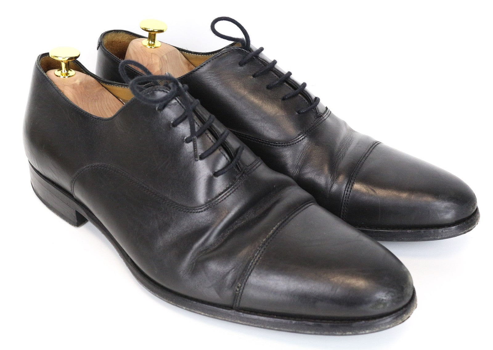 SUITSUPPLY Men's Formal Shoes EU46 Black Leather Lace-Up Classic Low-Top Pair