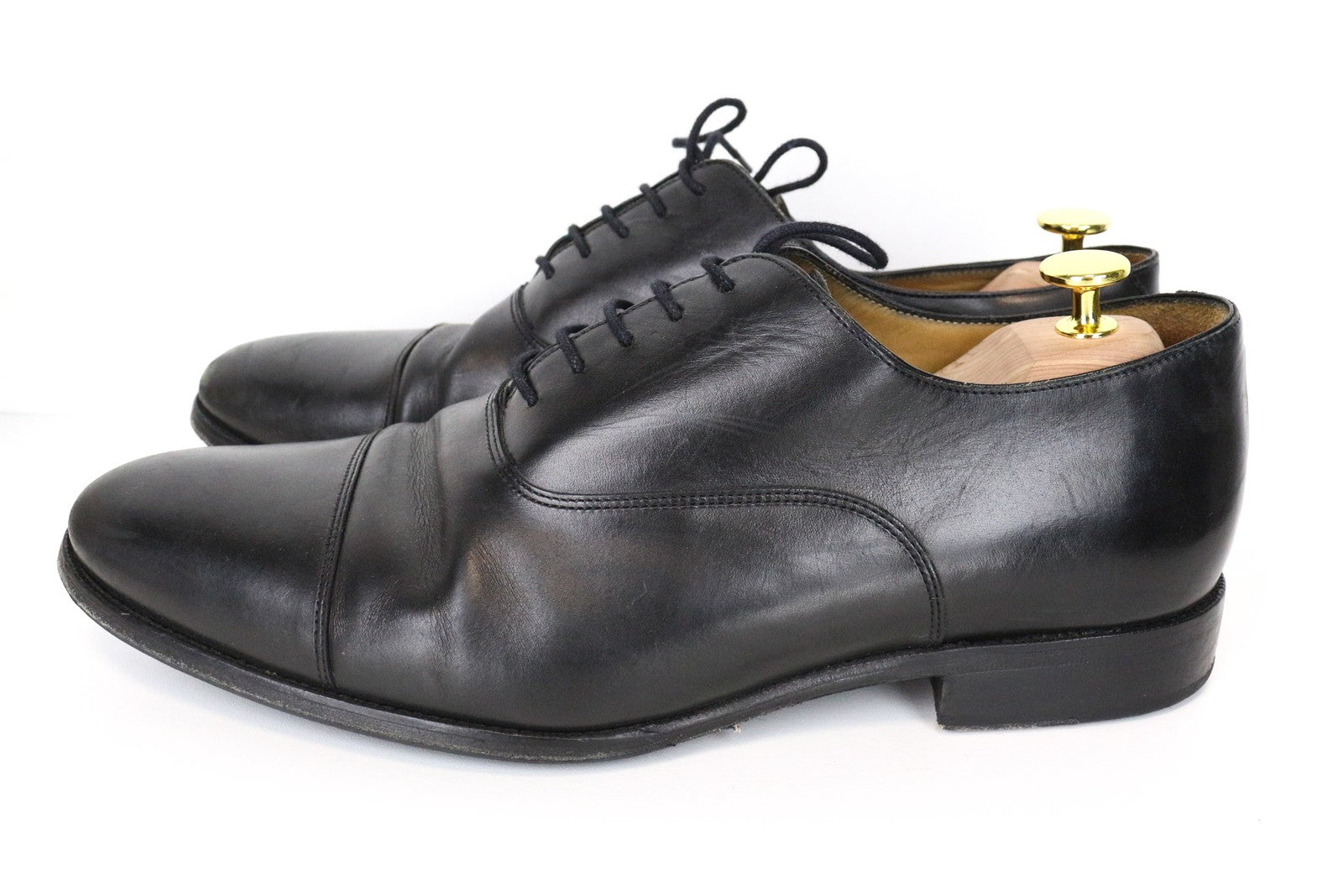 SUITSUPPLY Men's Formal Shoes EU46 Black Leather Lace-Up Classic Low-Top Pair