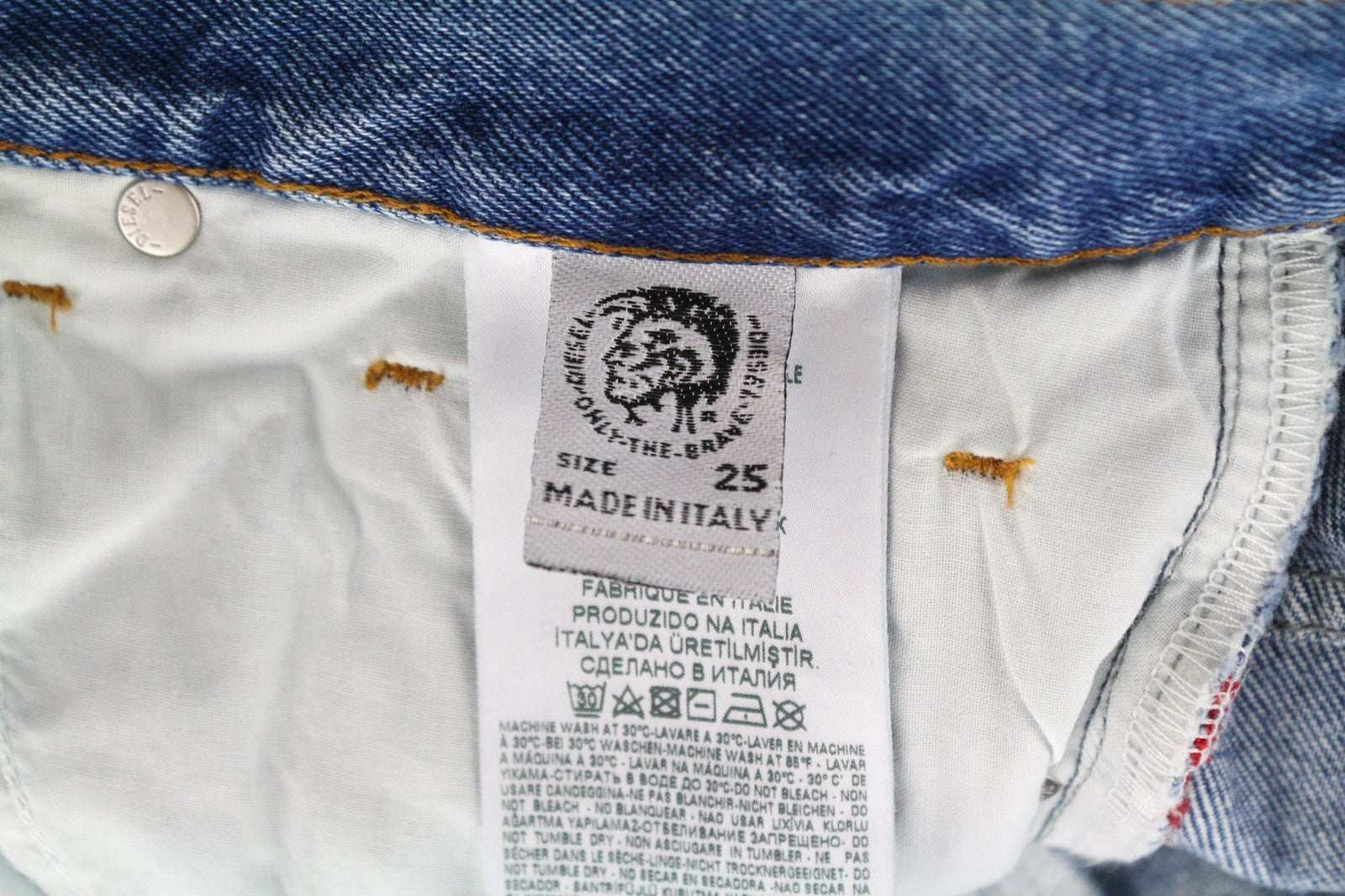 DIESEL Widee 0077V Women's Jeans W25/L32 Blue Washed Straight Fit Pure Cotton