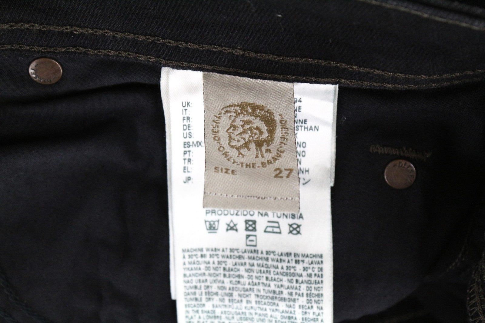 DIESEL Waykee 0886Z Men's Jeans W27/L32 Black Straight Fit Cotton Stretch Boys