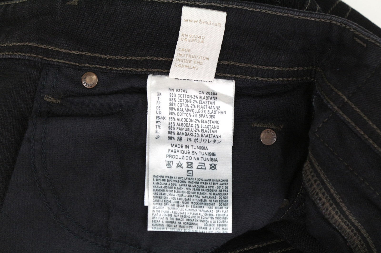 DIESEL Waykee 0886Z Men's Jeans W27/L32 Black Straight Fit Cotton Stretch Boys