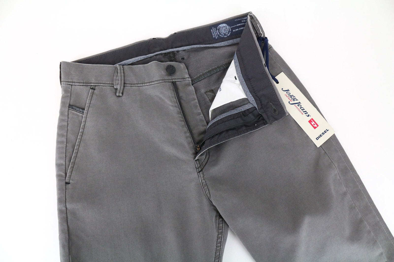 DIESEL Slim-Chino-M-NE 0685E Men's Jeans W28 Grey Sweat Jogg Cotton Stretch Zip