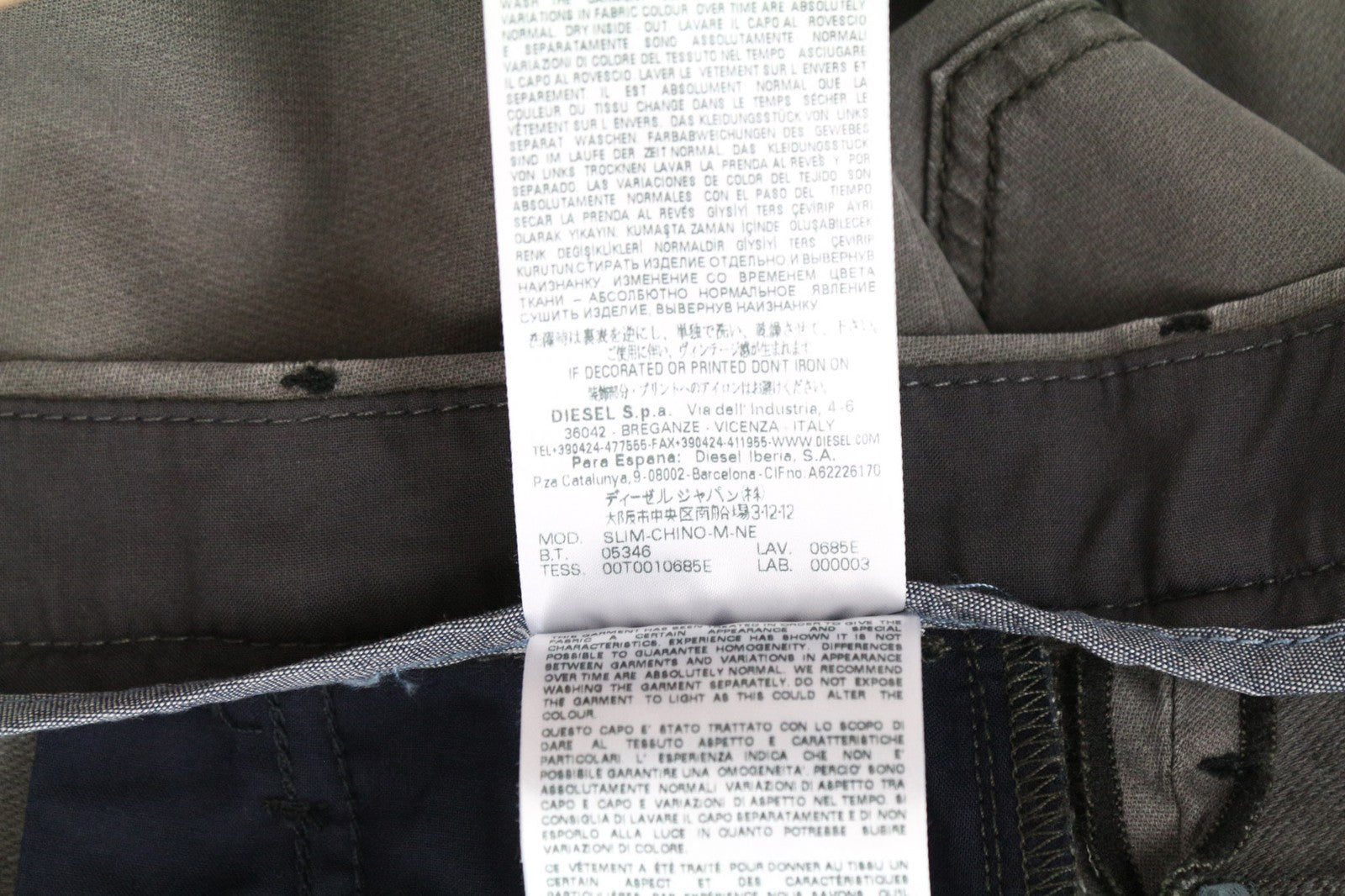 DIESEL Slim-Chino-M-NE 0685E Men's Jeans W28 Grey Sweat Jogg Cotton Stretch Zip