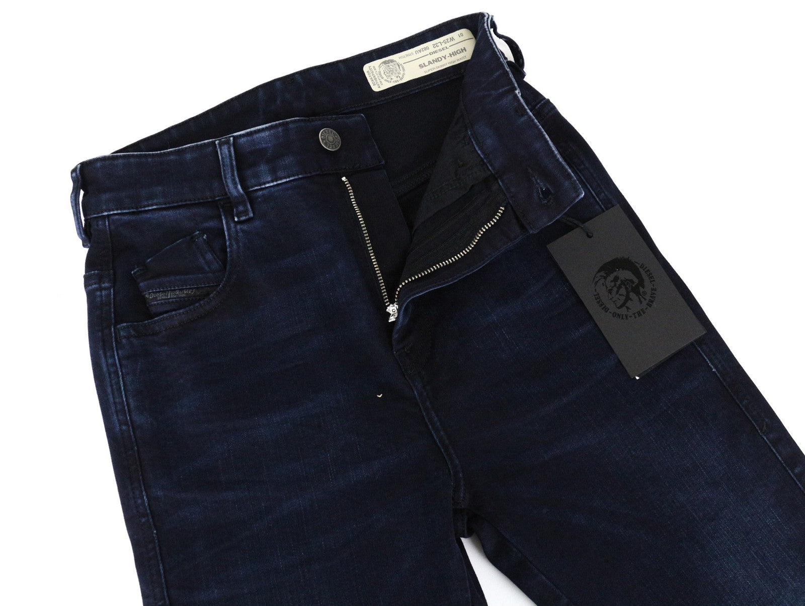 DIESEL Slandy-High 082AU Women's Jeans W25/L32 Blue Super Skinny Cotton Stretch