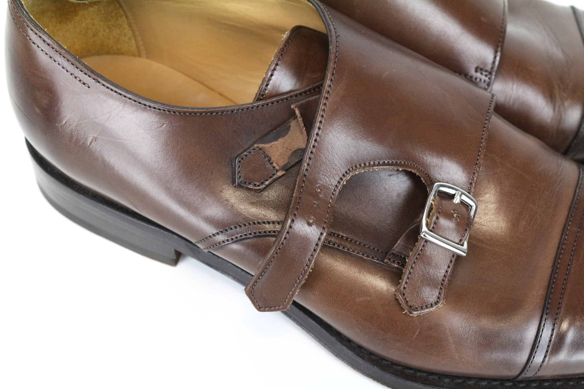 SUITSUPPLY Men's Formal Shoes EU42.5 Brown Leather Double-Buckle Dress Pair