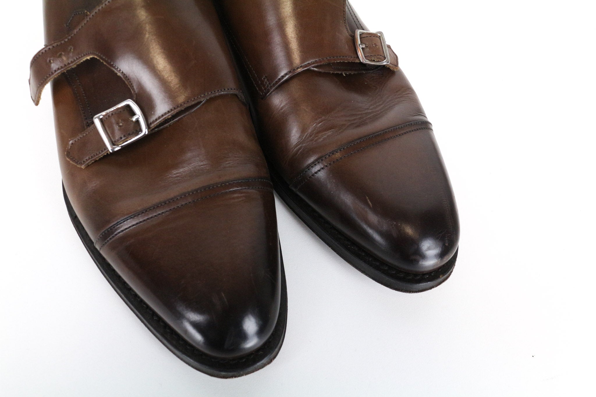 SUITSUPPLY Men's Formal Shoes EU42.5 Brown Leather Double-Buckle Dress Pair