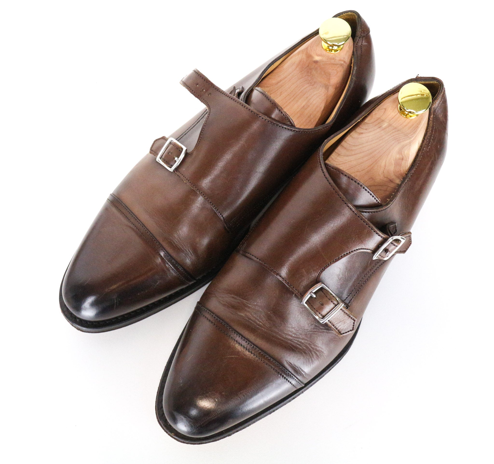 SUITSUPPLY Men's Formal Shoes EU42.5 Brown Leather Double-Buckle Dress Pair