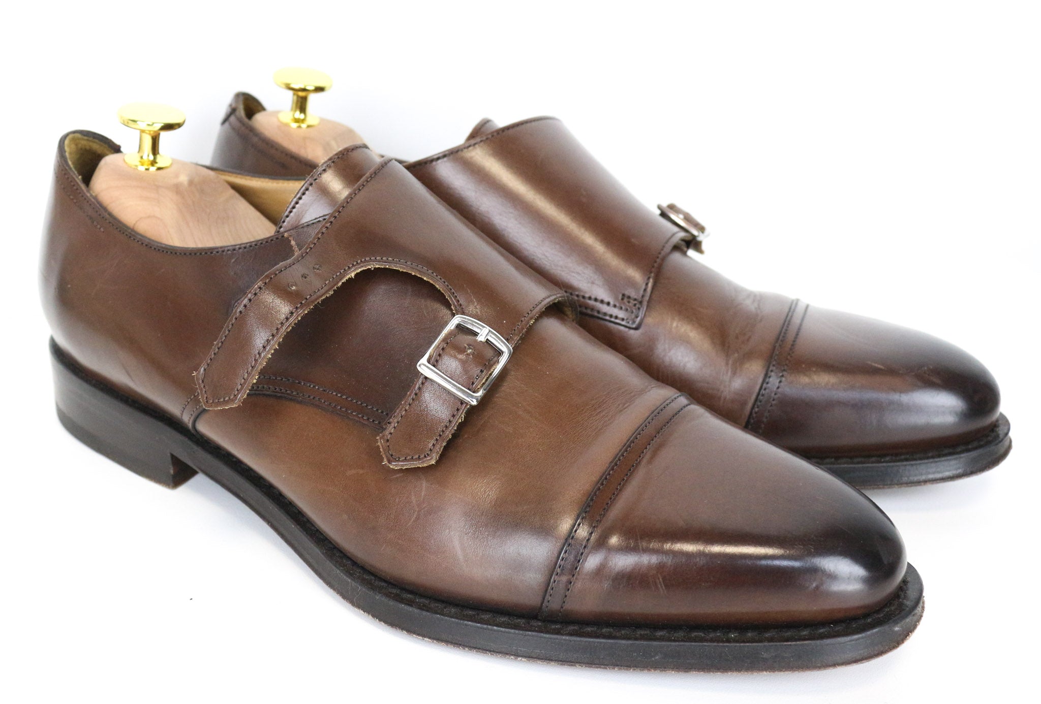 SUITSUPPLY Men's Formal Shoes EU42.5 Brown Leather Double-Buckle Dress Pair