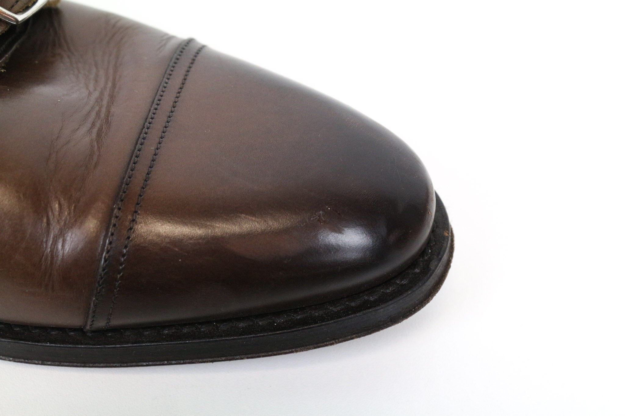 SUITSUPPLY Men's Formal Shoes EU42.5 Brown Leather Double-Buckle Dress Pair