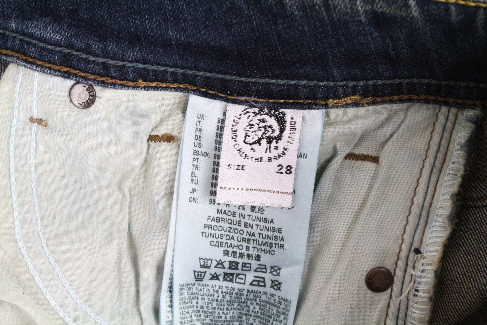 DIESEL Sleenker 069FI vyriški džinsai W28/L32 mėlyni, aptempti, tamprūs medvilniniai džinsai