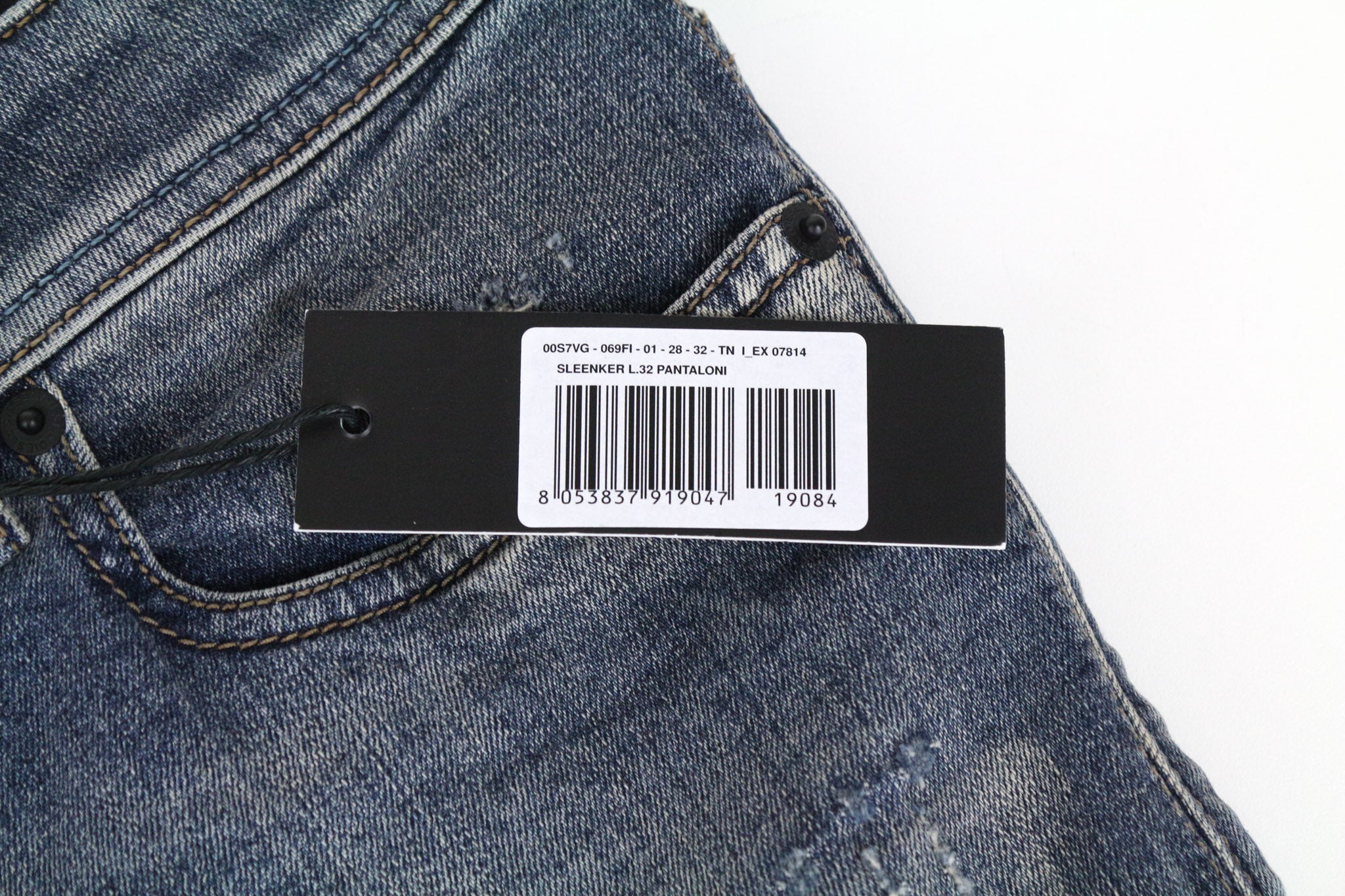 DIESEL Sleenker 069FI vyriški džinsai W28/L32 mėlyni, aptempti, tamprūs medvilniniai džinsai