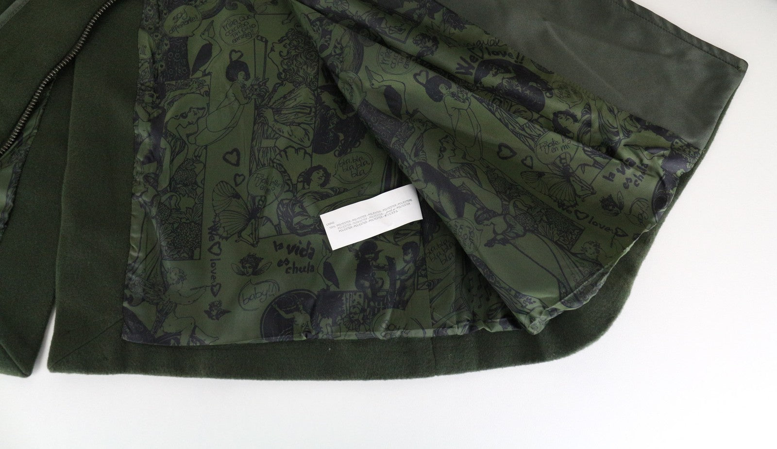 DESIGUAL Madrid Women's Coat 38 Green Belted Single-Breasted Zipped Lined