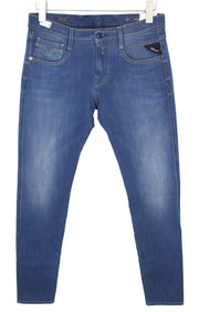 REPLAY Anbass Men's Jeans W30/L34 Blue Slim Fit Cotton Stretch Casual Washed