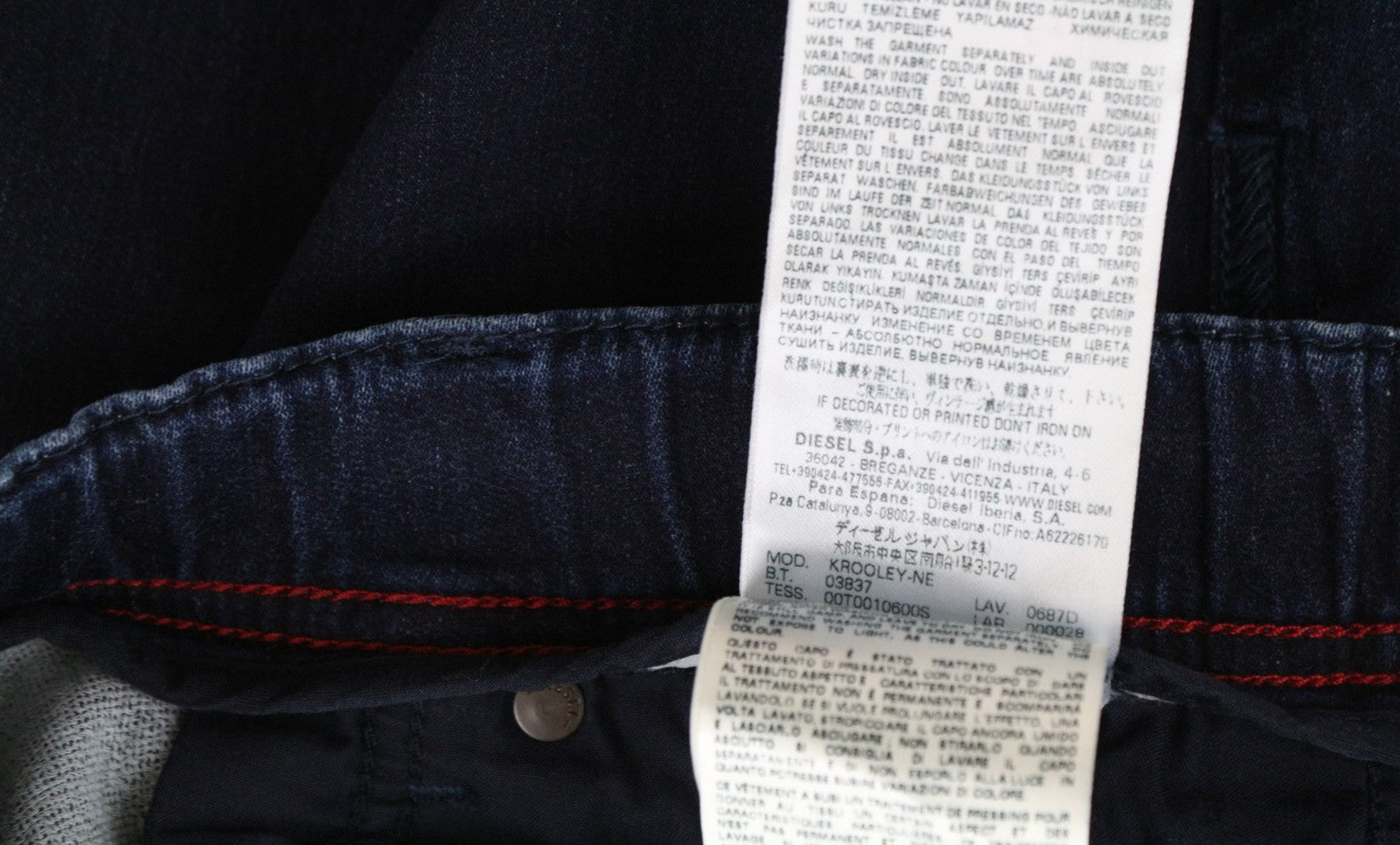 DIESEL Krooley-NE 0687D Men's Jeans W28 Blue Sweat Jogg Slim Carrot Cotton Blend