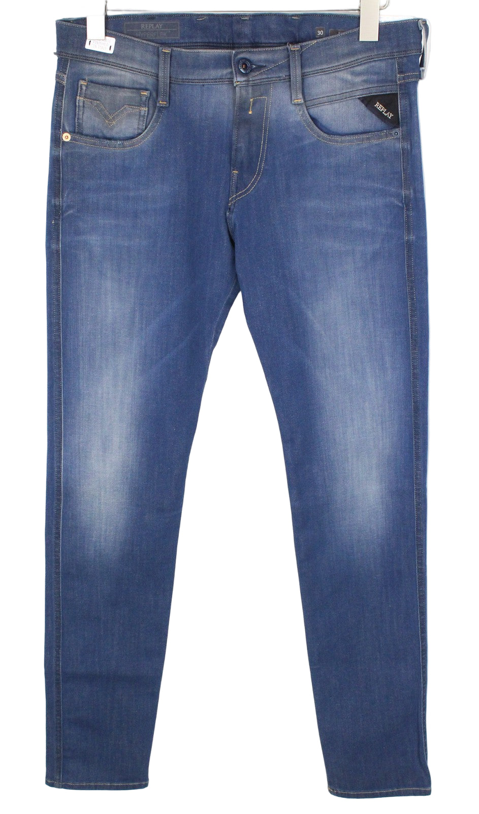 REPLAY Anbass Men's Jeans W30/L34 Blue Slim Fit Cotton Stretch Casual Faded